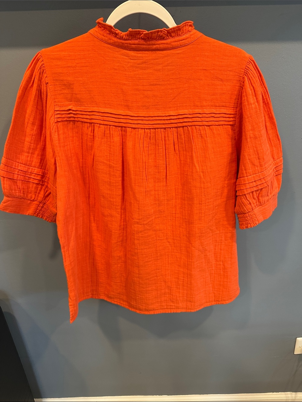 ME+EM Summer Blouse Cotton Cheesecloth Papaya Orange size 12 - Picture 9 of 9